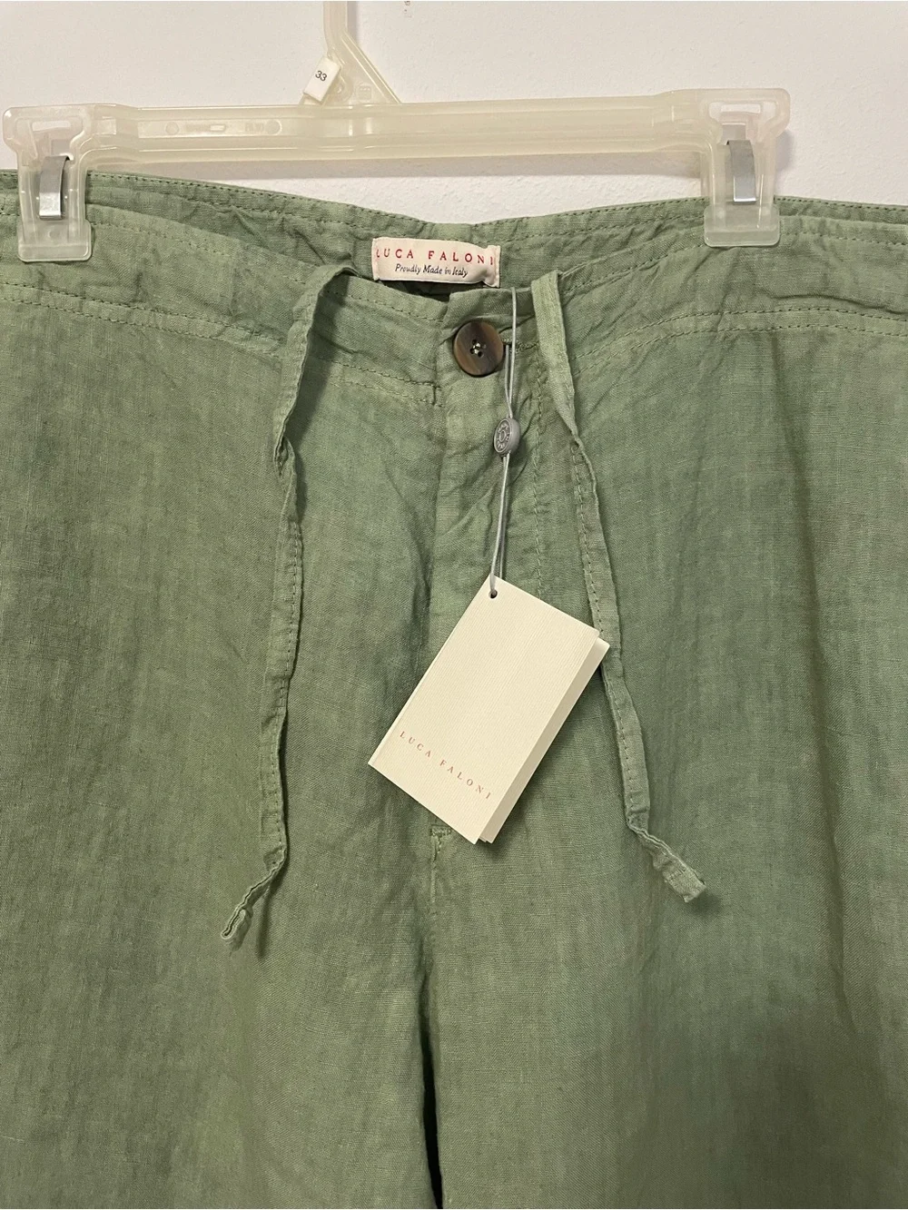 New With Tags Luca Faloni Men's Sage Green Linen Pants